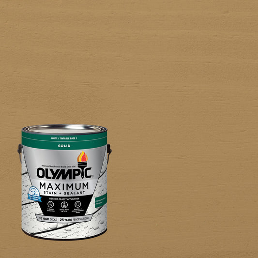 Olympic Maximum 1 Gallon SC-1015 Chamois Solid Color Exterior Stain and Sealer in One