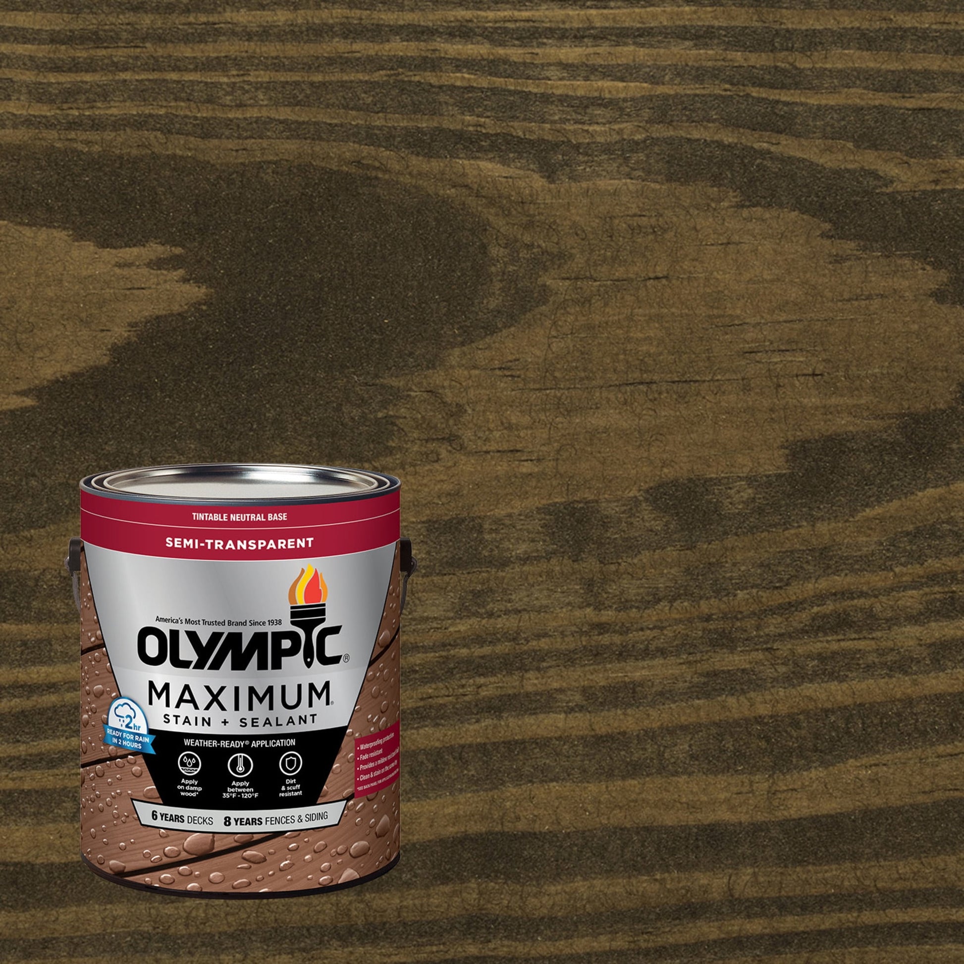 Olympic Maximum 1 Gallon ST-2014 Ebony Semi-Transparent Exterior Stain and Sealer in One Low VOC