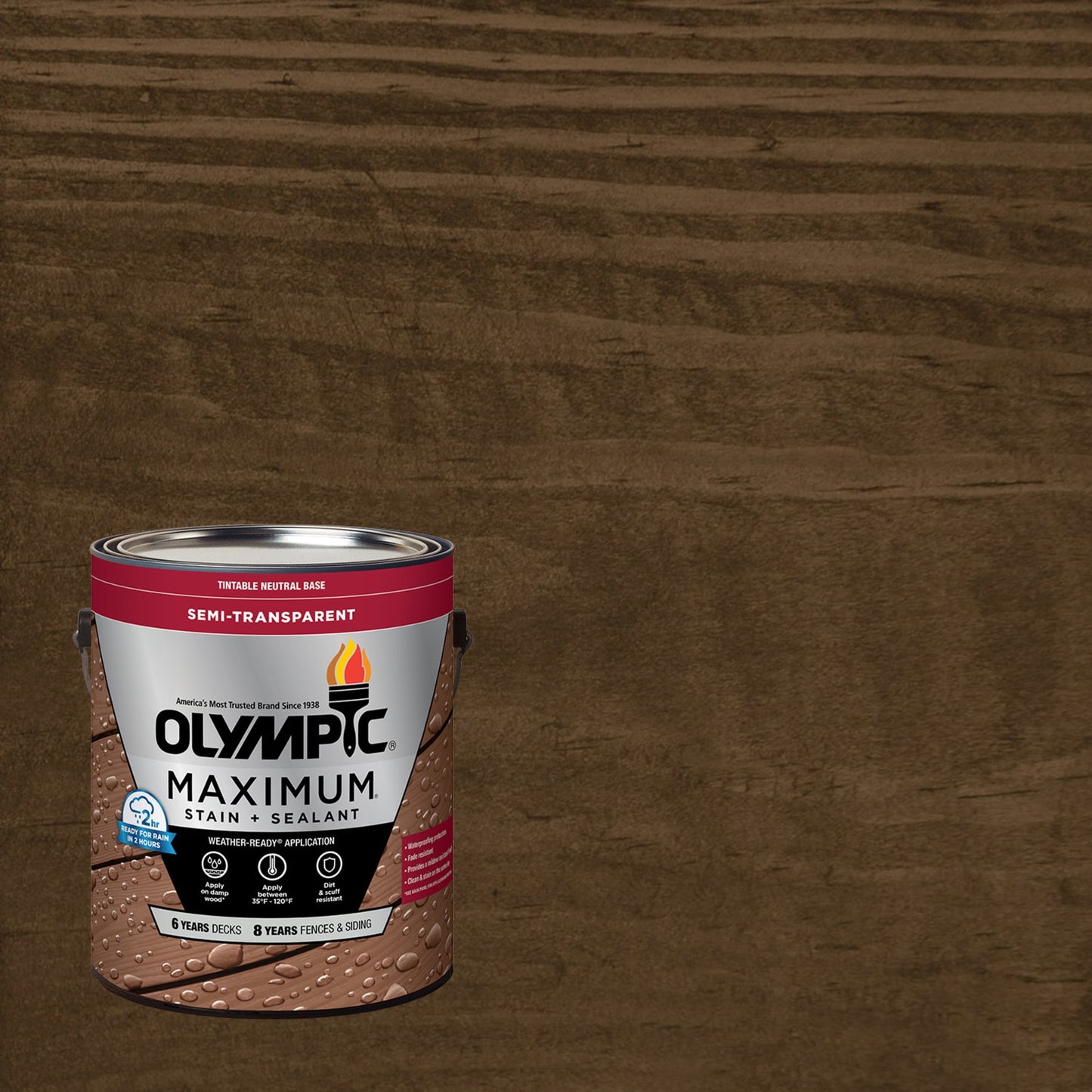 Olympic Maximum 1 Gallon ST-2015 Espresso Semi-Transparent Exterior Stain and Sealer in One Low VOC