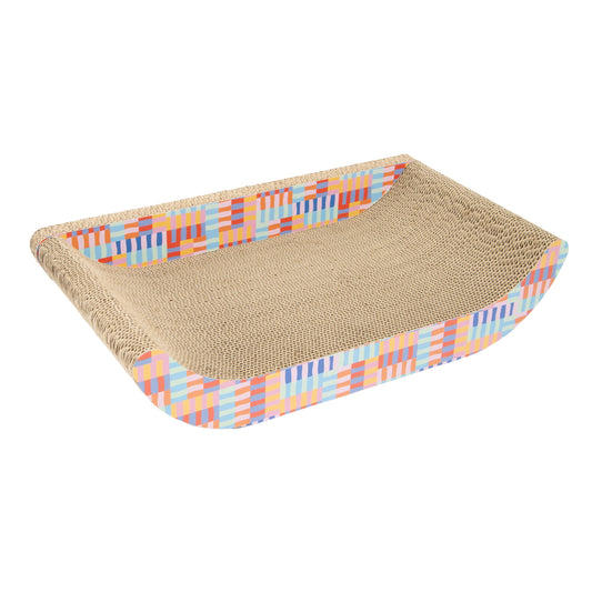 Oodles Multicolored Retro Sofa Durable Corrugated Cardboard Cat Scratching Pad, One Size