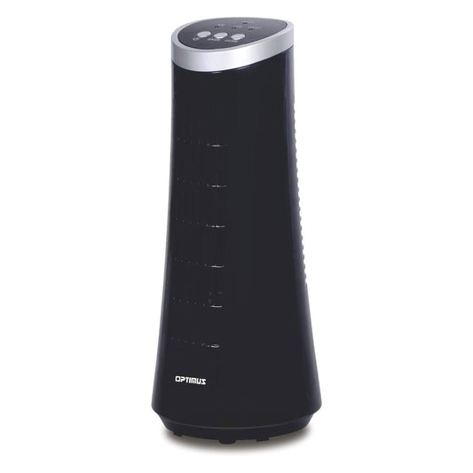 Optimus Indoor 12 Inch Desk 2 Speed Personal Oscillating Tower Fan, Black