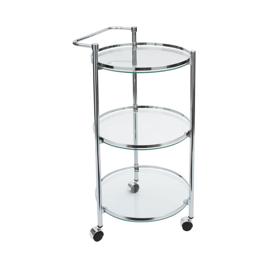 Organize It All Circular Tempered Glass Rolling Kitchen Serving Cart