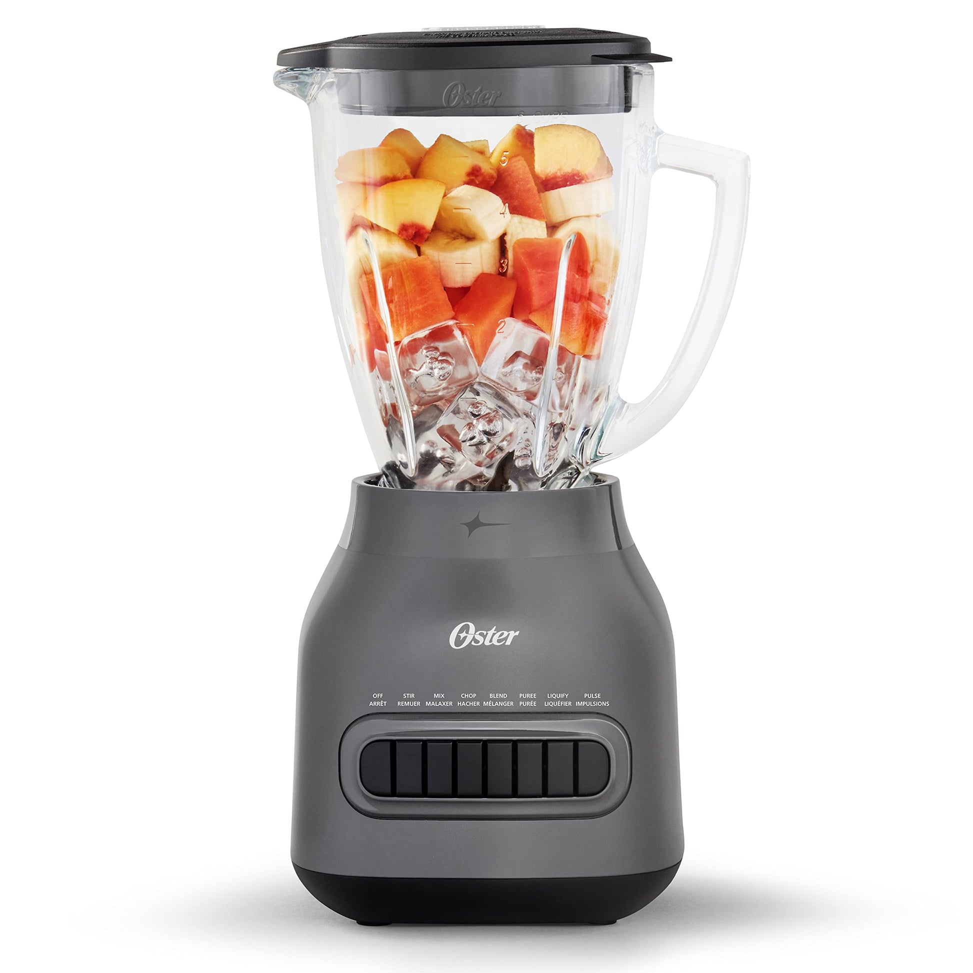Oster Easy-to-Clean Blender with 6-Cup Boroclass Glass Jar Diamond Grey