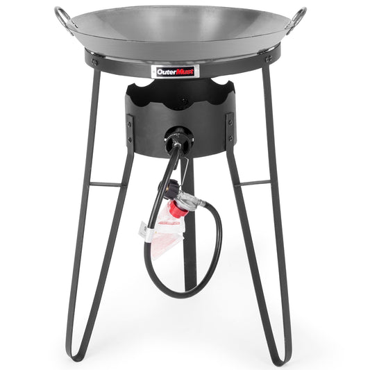 OuterMust Outdoor Cooker With Wok Cuisinart Wok Station with Iron Wok and Burner 54000 BTU for Outdoor Cooking