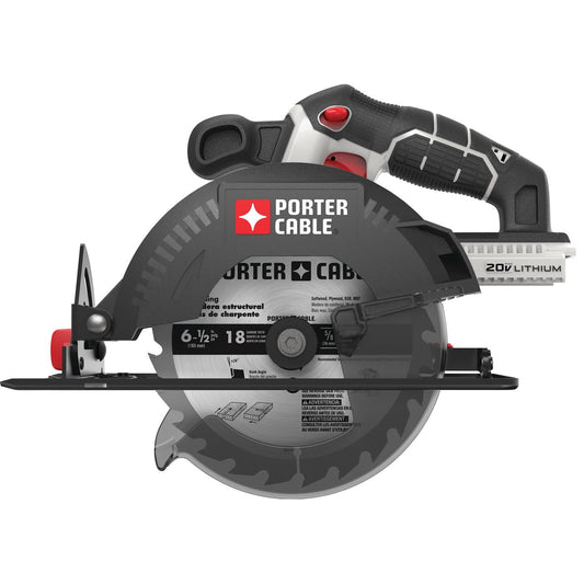 PORTER CABLE 20V MAX Lithium-Ion 6.5-Inch Cordless Circular Saw (Bare Tool / Battery Sold Separately), PCC660B
