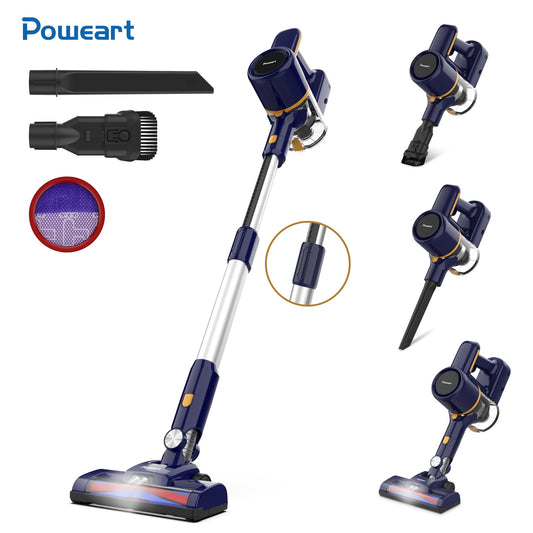 POWEART Lightweight Cordless Vacuum Cleaner 30kPa 55min Runtime, Cordless handheld Vacuum Cleaner for Carpet Floor,Hard Floor and Pet Hair