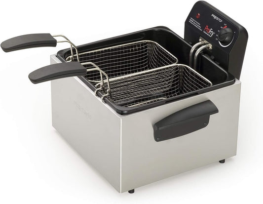PRESTO Pro Fry 1800W 2-Basket Electric Deep Fryer, Stainless Steel