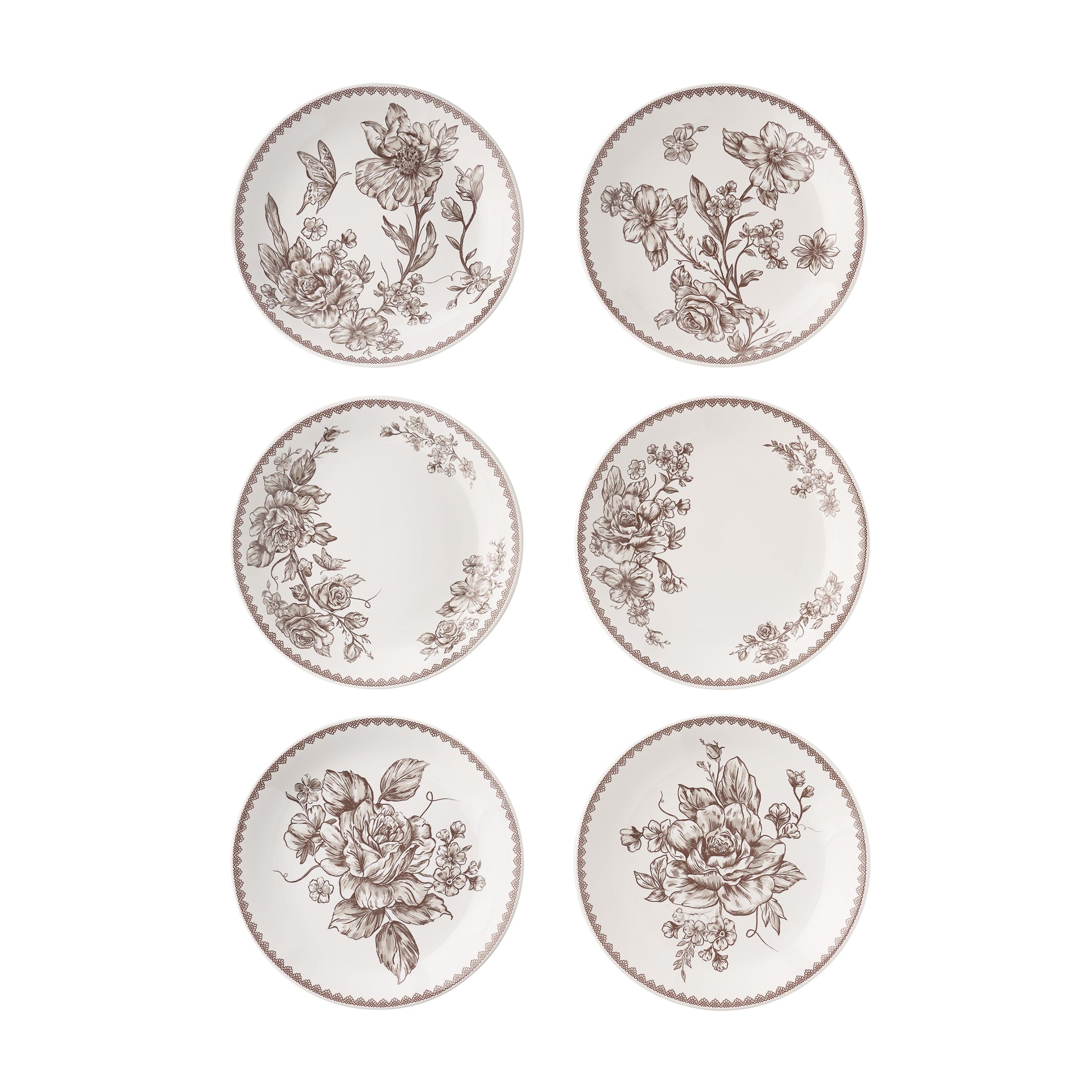 The Pioneer Woman Agatha Stoneware Appetizer Plate, Brown, Set of 6