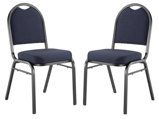 National Public Seating NPS9254BT2 9200 Series Premium Upholstered Stack Chair, Fabric, Supports 500 lbs, 19 in. Seat Height, Midnight Blue Seat & Back, Black Base - Pack of 2