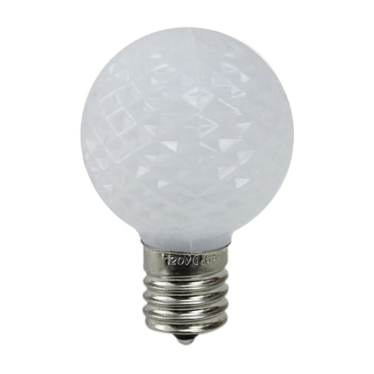 Pack of 25 Faceted LED G40 Pure White Christmas Replacement Bulbs