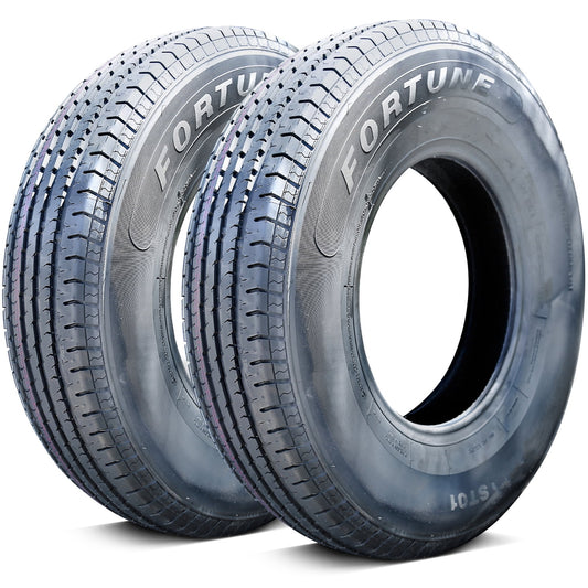 Pair of 2 (TWO) Fortune ST01 ST 205/75R14 Load D 8 Ply Trailer Tires
