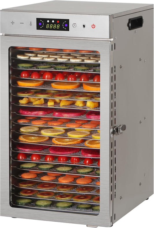 Panana Food Dehydrator Machine Dryer for Jerky: Stainless Steel Dehydrater for Fruit Herb Meat Dog Treats- Food Drier for Meat Beef Dehydration (18 trays)