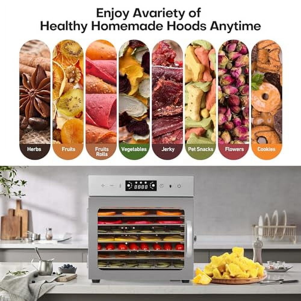 Panana Food Dehydrator Machine Dryer for Jerky: Stainless Steel Dehydrater for Fruit Herb Meat Dog Treats- Food Drier for Meat Beef Dehydration (8 trays)