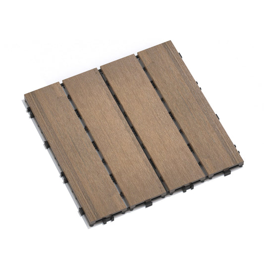 Losetas para Terraza de Patio, Paquete de 11 Losetas de Piso de Madera y PlÃ¡stico Entrelazadas DIY para Porche BalcÃ³n Patio Trasero Patio Exterior, Roble