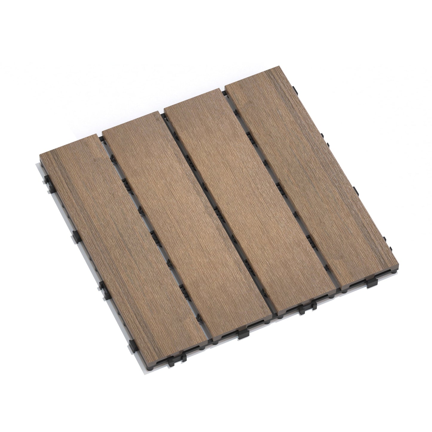 Patio Deck Tiles, Pack of 22 DIY Interlocking Wood Plastic Flooring Tiles for Porch Balcony Backyard Outdoor Yard, Oak