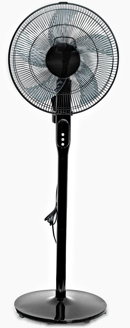 Pelonis 16" 12-Speed Adjustable Height Quiet Pedestal Fan with Digital Display & Remote Control, PSPF18AR40B, New, Black