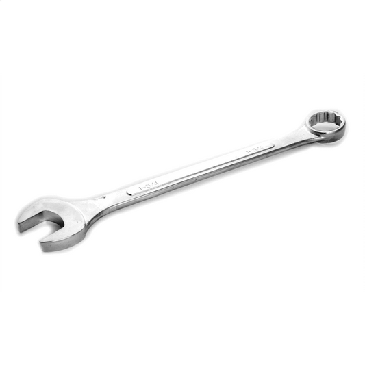 Performance Tool W346B 1-3/4 in. Combination Wrench, Drop-Forged Chrome Alloy Steel, Satin Chrome Finish, Rounded Box End
