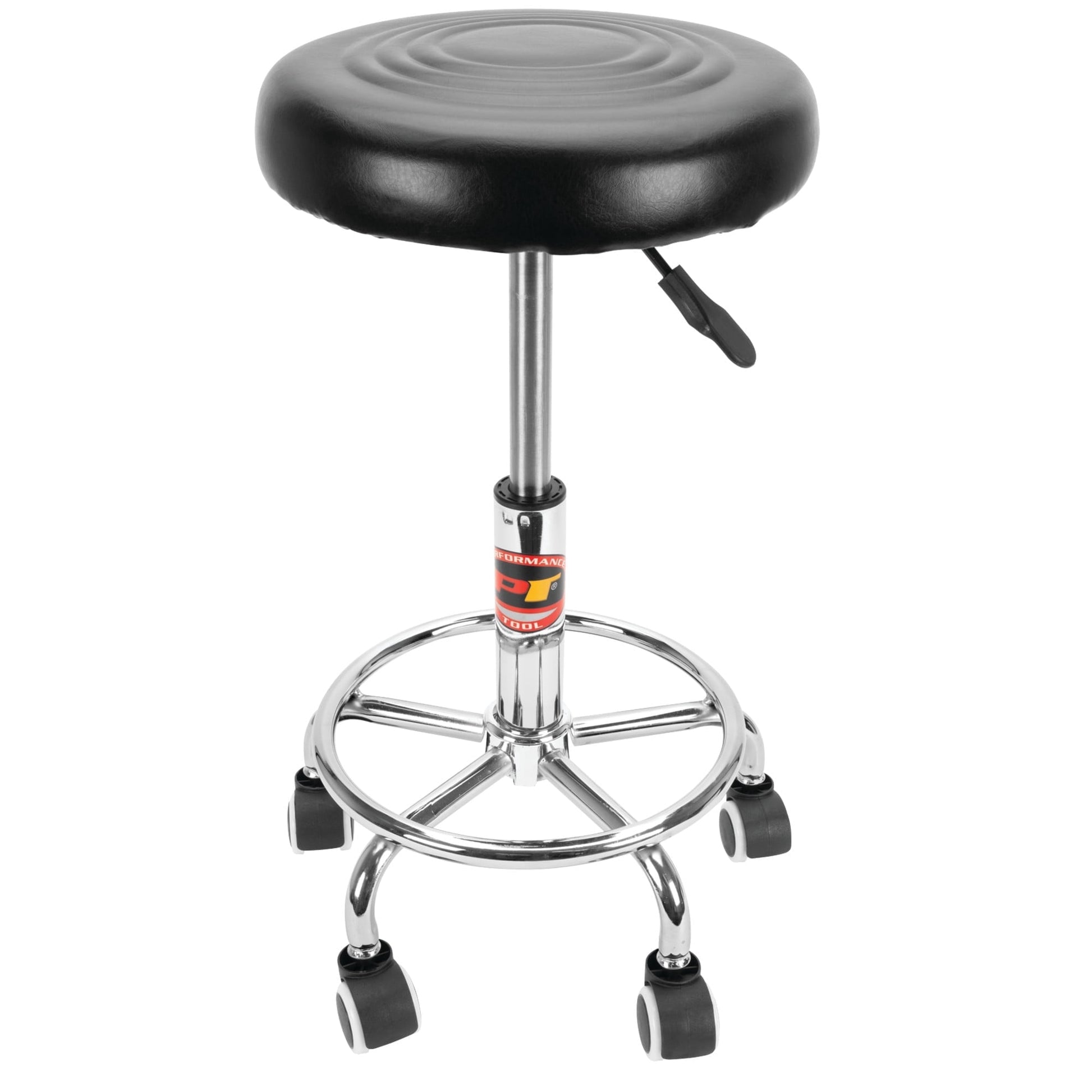 Performance Tool W85023 28-1/2 in. 360-degree Checkerboard Swivel Stool, Heavy Duty Steel Frame - for Home, Bar and Shop, Black/White