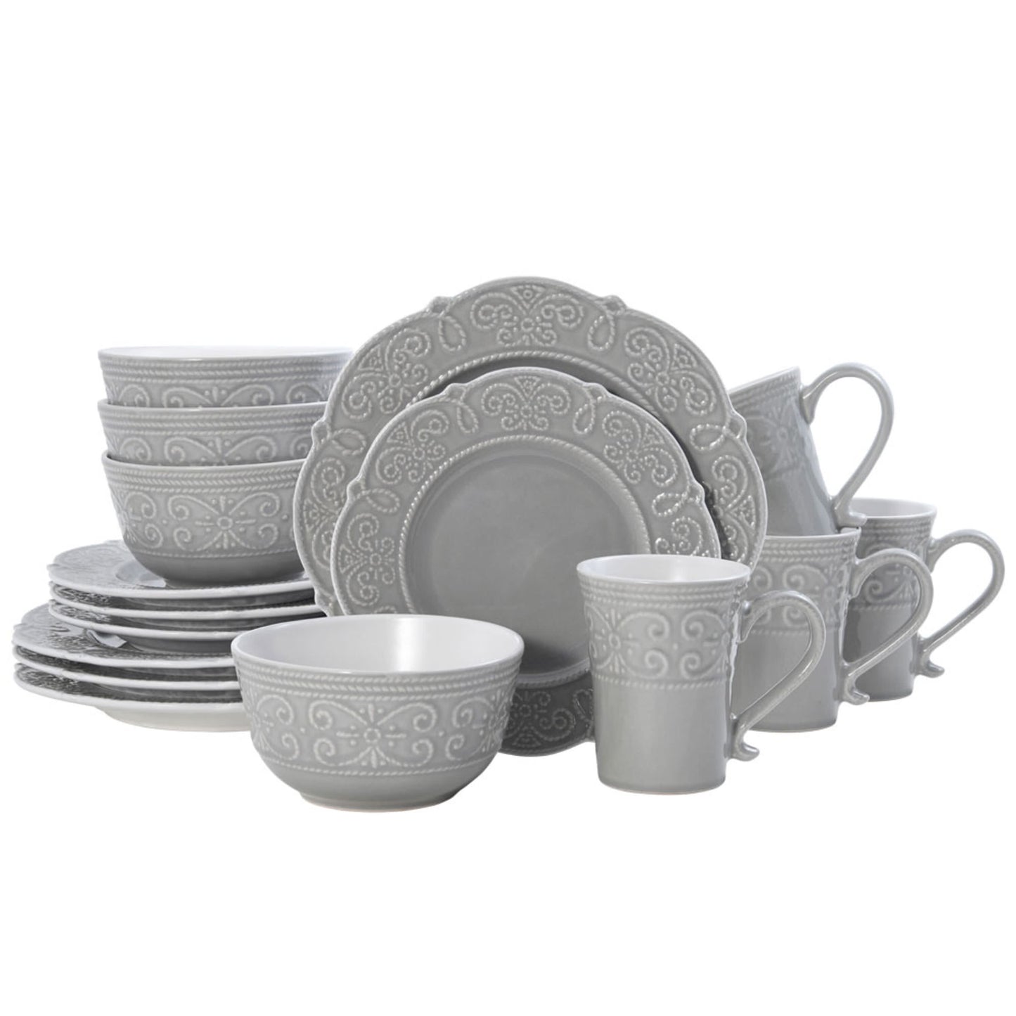 PfaltzgraffÂ® Abby 16-Piece Dinnerware Set Round Gray