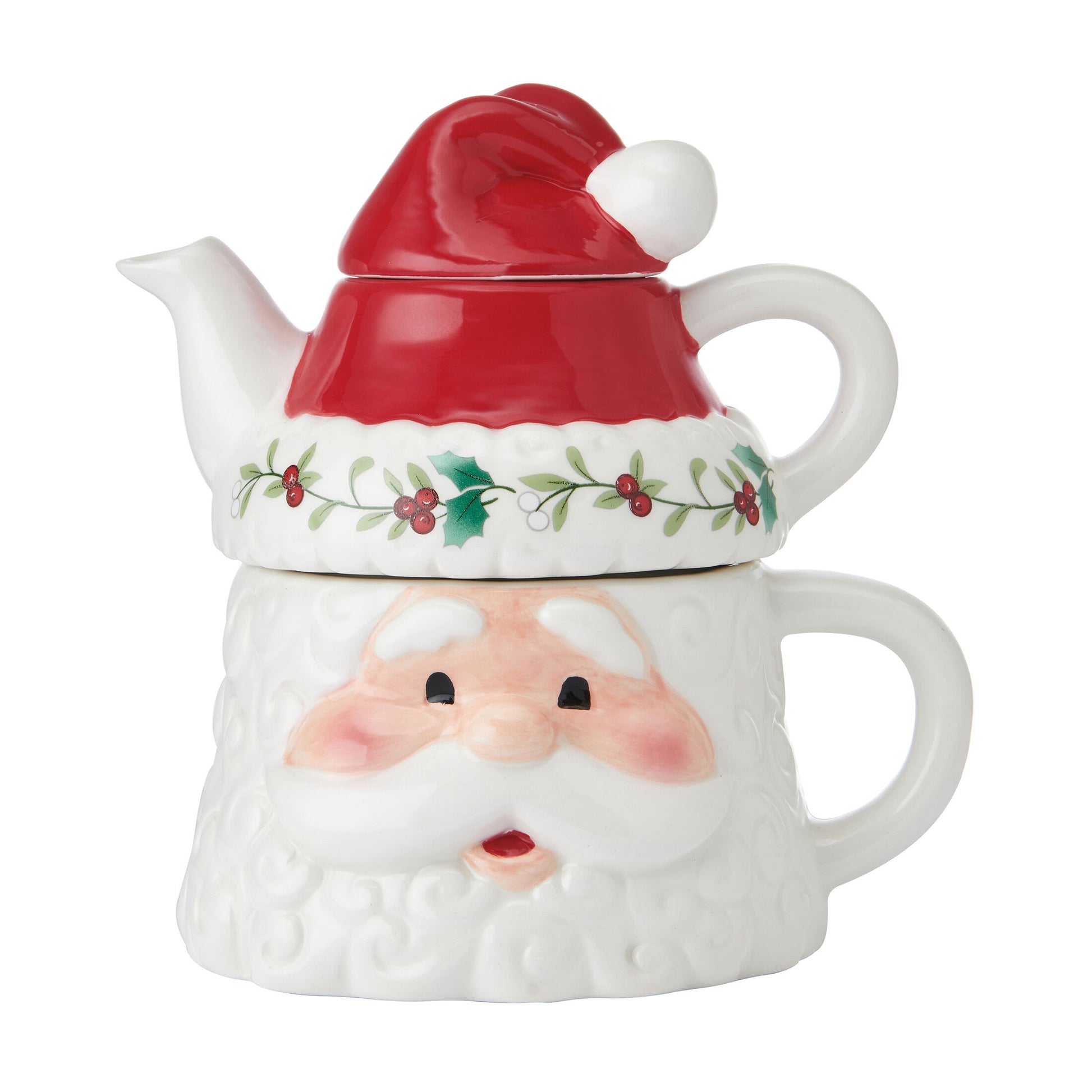 Pfaltzgraff Winterberry Dolomite Santa Teacup For One