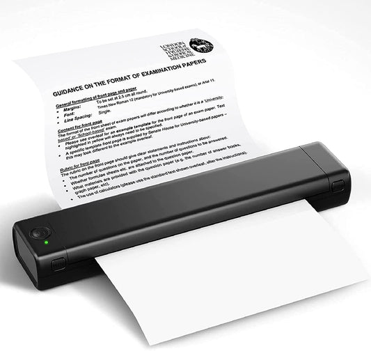 M08F Portable Printer Wireless Thermal Printer for Travel, Support 8.5" X 11" Thermal Paper, Bluetooth Inkless Printer Compatible with Android iOS Phone & Laptop（Black）