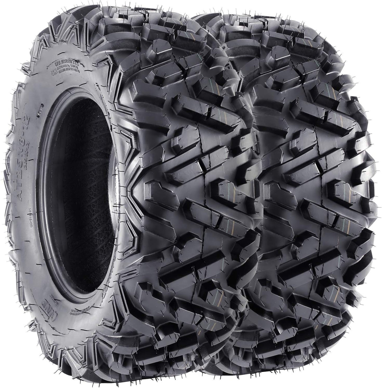 Pinypikaka 2 Pack 25x8-12 6PR ATV Tires, 25x8x12 All Terrain ATV UTV Off-Road Tires, Tubeless
