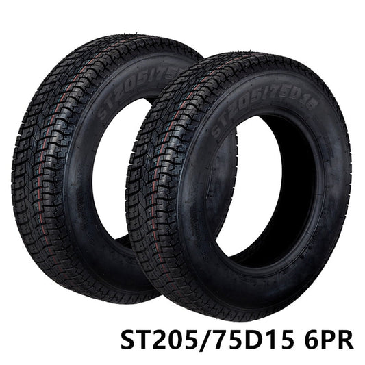 Pinypikaka 2 Pack ST205/75D15 Trailer Tires 6PR Load Range C 15in Fuel-saving Designed Trailer Tires 205 75 15 for Travel, Camper, Landscape, Cargo, Utility, Boat, Farm, Hauler Trailer, Black