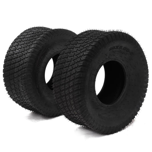 Pinypikaka Lawn Mower Tires 20x8.00-10 4PR Turf Tires for Garden Tractor Riding Mower, Golf Cart Tires Tubeless Set of 2