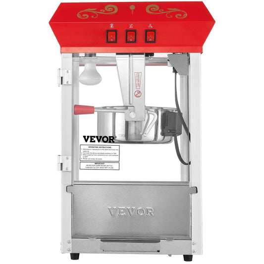 Popcorn Popper Machine 8 Oz, 850W Countertop Popcorn Maker, Makes 48 Cups, Red, Fast & Easy Popcorn Maker