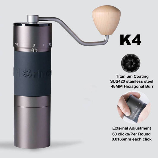 Portable Hand Crank Coffee Grinder with Adjustable Burrs and Travel-Friendly Design