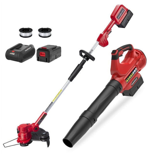PowerSmart 40V 4.0Ah Lithium-Ion Cordless String Trimmer/Edger and Blower Combo Kit(2 Tools),7lb