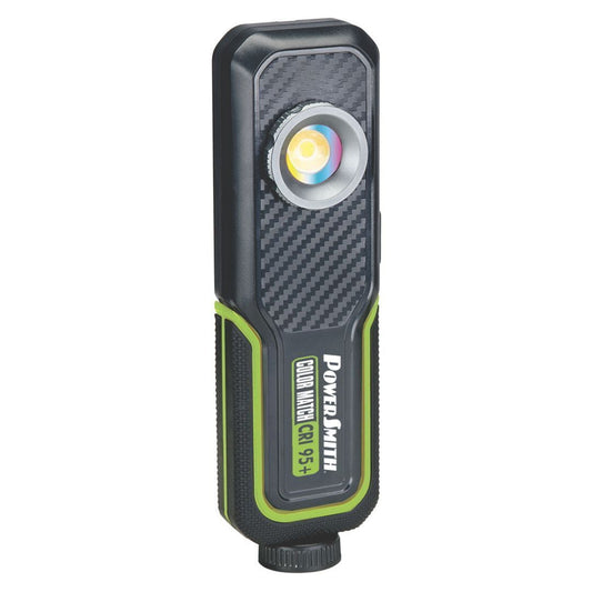 PowerSmith 500 Lumen Rechargeable LED Color-Match (CRI 95+) Inspection Light with Two Color Temperatures 5000K/3500K, Large hanging hook, magnetic base with USB-C charging cable and 2 Year Warranty