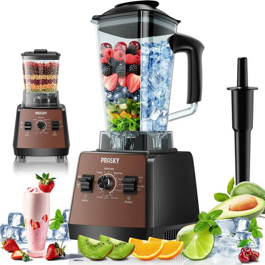 Prasky Professional Blender,Kitchen for Blender 68oz BPA Free 2 Containers Countertop Blenders Ice Crushing&Max.2400Watts/1000Watts Blender and Grinder Combo 25000RPM , Smoothies/Juice/Nuts