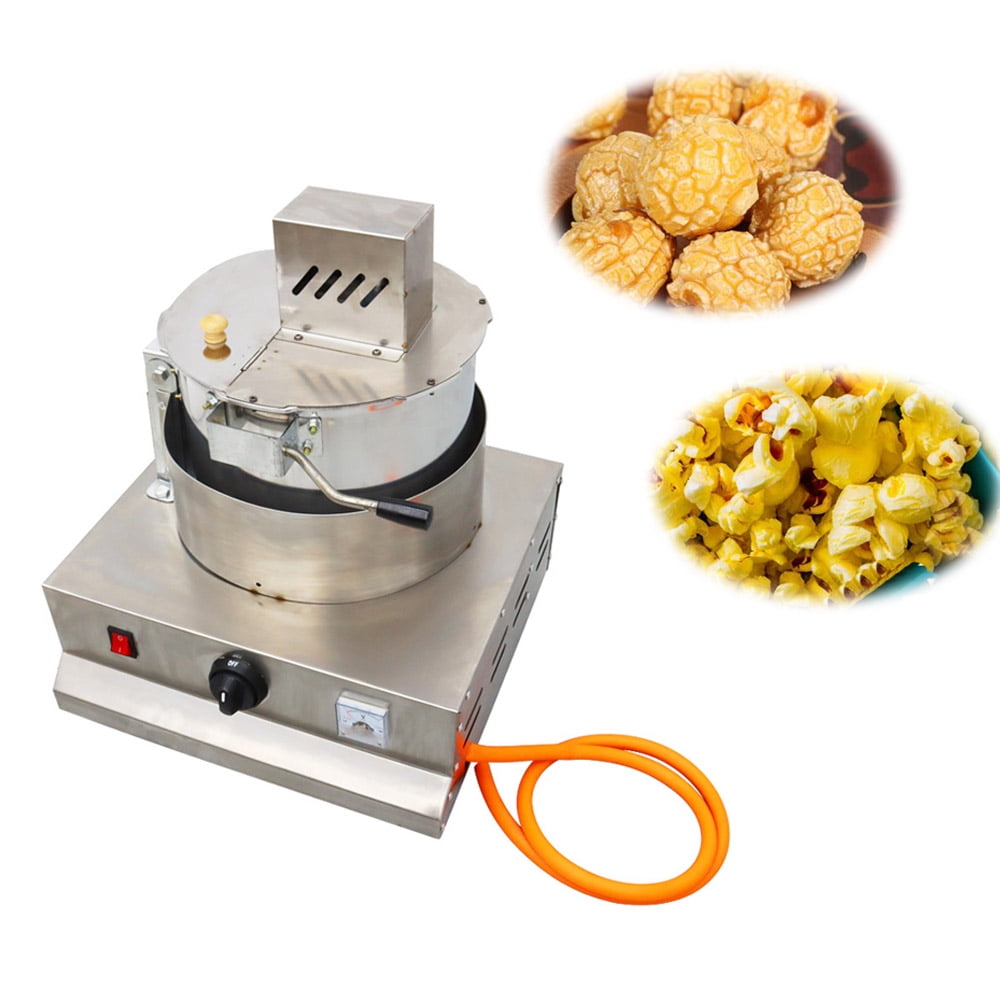 PreAsion Gas Heating Automatic Stirring Popcorn Maker Commercial Spherical Popcorn Machine Stainless Steel Anti-hot Hand 25W 17oz