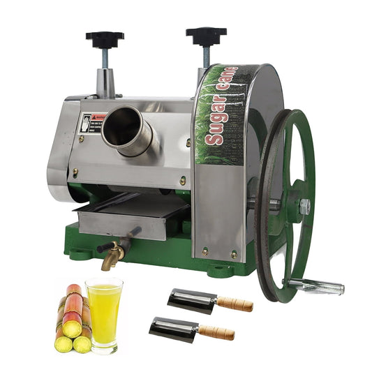 PreAsion Manual Sugarcane Juice Machine 3 Rollers Sugar Cane Juicer Sugar Cane Juice Squeezer with Handwheel and Two Knives