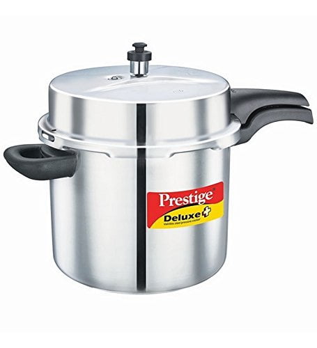 Prestige 10-Liter Deluxe Alpha Induction Base Stainless Steel Pressure Cooker, Small, Silver