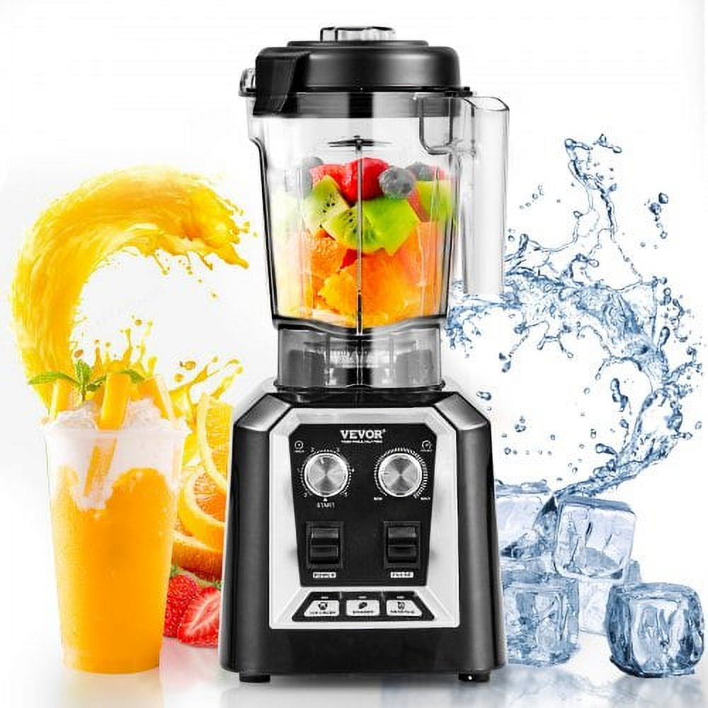 Professional Blender, Commercial Countertop Blenders, 68 oz Jar Blender Combo, Stainless Steel 3 Functions Blender, for Frozen Drinks, Shakes, Smoothies, Peree, and Crush Ice, Black