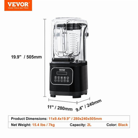 Professional Countertop Blender with Shield, 68 oz Commercial Blender Combo, Stainless Steel, 9 Speed & 5 Functions for Shakes, Smoothies, Puree, and Crush Ice