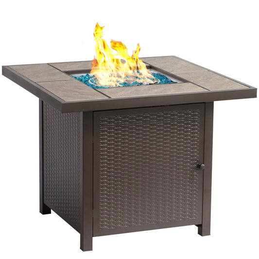 Propane Fire Pit Table Gas Fire Pit Table BALI OUTDOORS 32’’ Square Fire Pit Brown