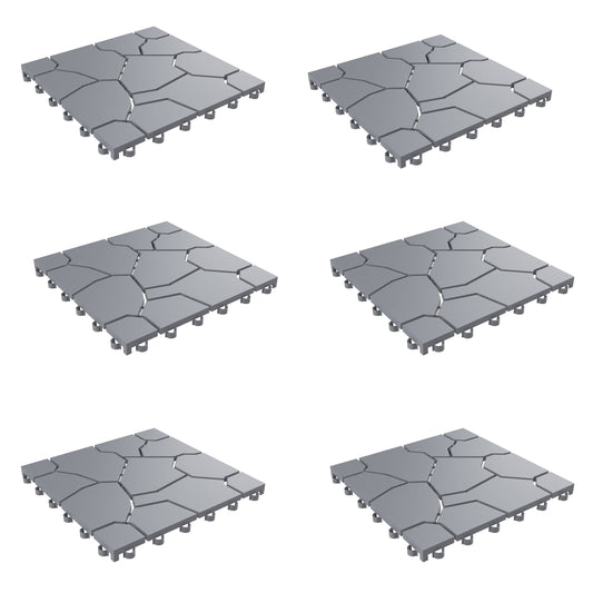 Pure Garden, Patio and Deck Tiles, Polypropylene, Set of 30, Stone Grey