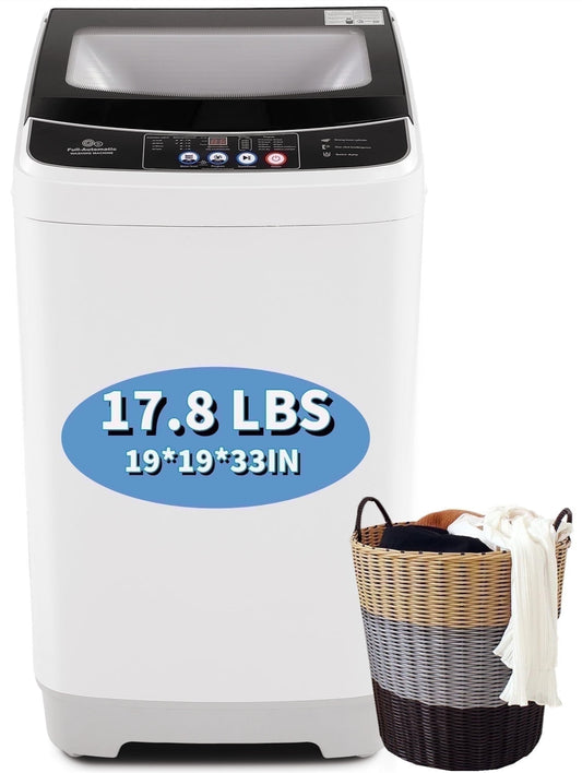 Qhomic Portable Washing Machine, 17.8 lbs Fully Automatic Compact Washer, 10 Wash Programs, Washer and Spin Dryer Combo with Dump Pump with Glass Top, Ideal for Apartment Dorm Camping