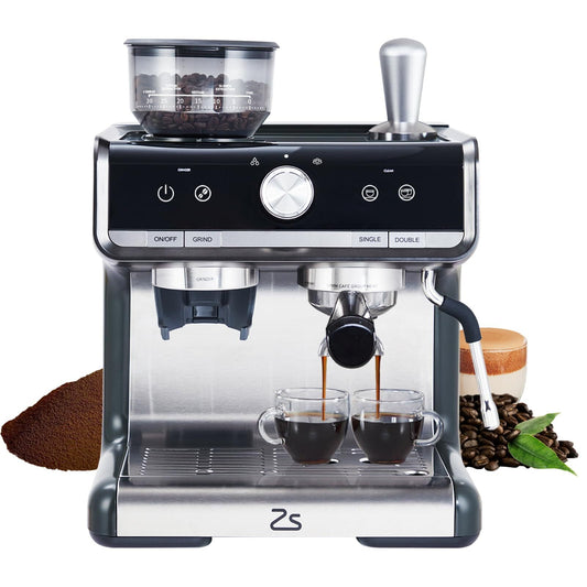 RIEDHOFF Semi-Automatic Espresso Machine with Grinder, Professional Espresso Maker with Milk Frother Steam Wand, 20 Bar Barista Cappuccino Machine
