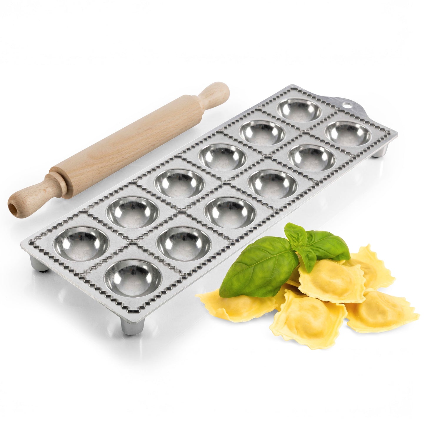 Kings County Tools Ravioli Mold Pasta Cutter - Makes 12 Round 2â€ Raviolis