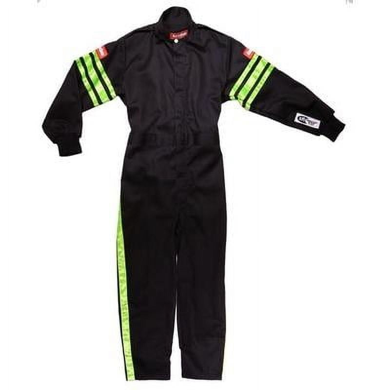 Racequip 1950795RQP, Black Suit Single Layer Kids Large Green Trim 0
