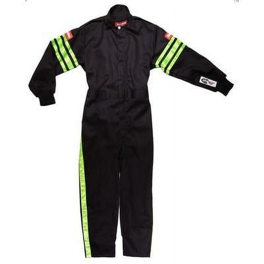 Racequip 1950795RQP, Black Suit Single Layer Kids Large Green Trim 0