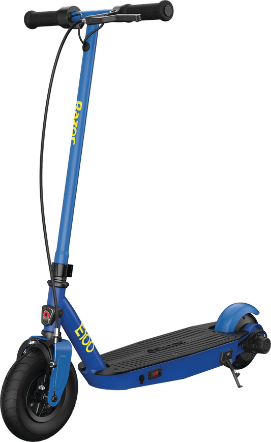 Razor Black Label E100 Electric Scooter - Blue, up to 10 mph, 8" Pneumatic Front Tire, for Child 8+