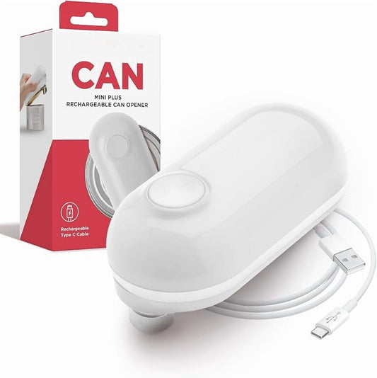 Rechargeable Electric Can Opener: USB-C Charging, Hands-Free, Auto Stop, Compact, Cordless, Smooth Edge - Perfect for Seniors with Arthritis, Home, and Travel (White)