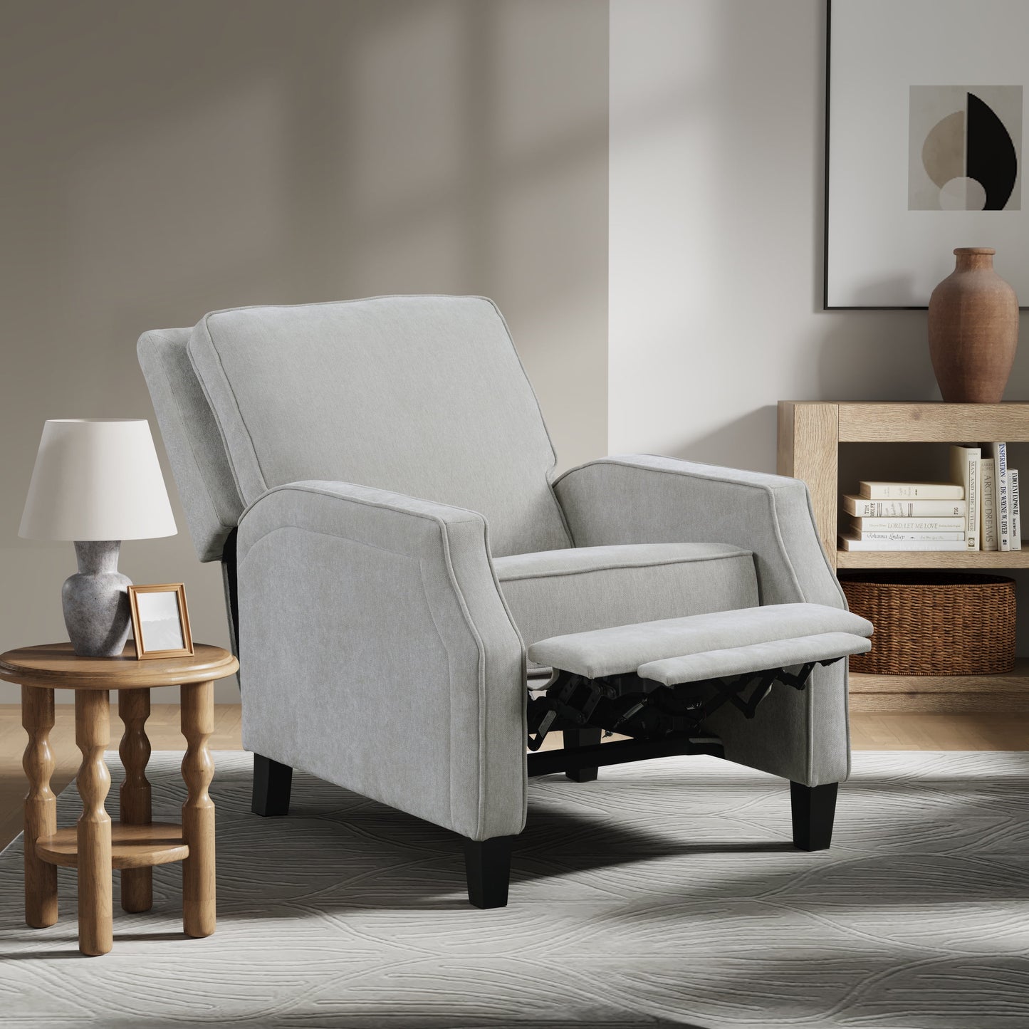 Relax-A-Lounger Sorrento Modern Push Back Recliner, Light Gray Woven Fabric