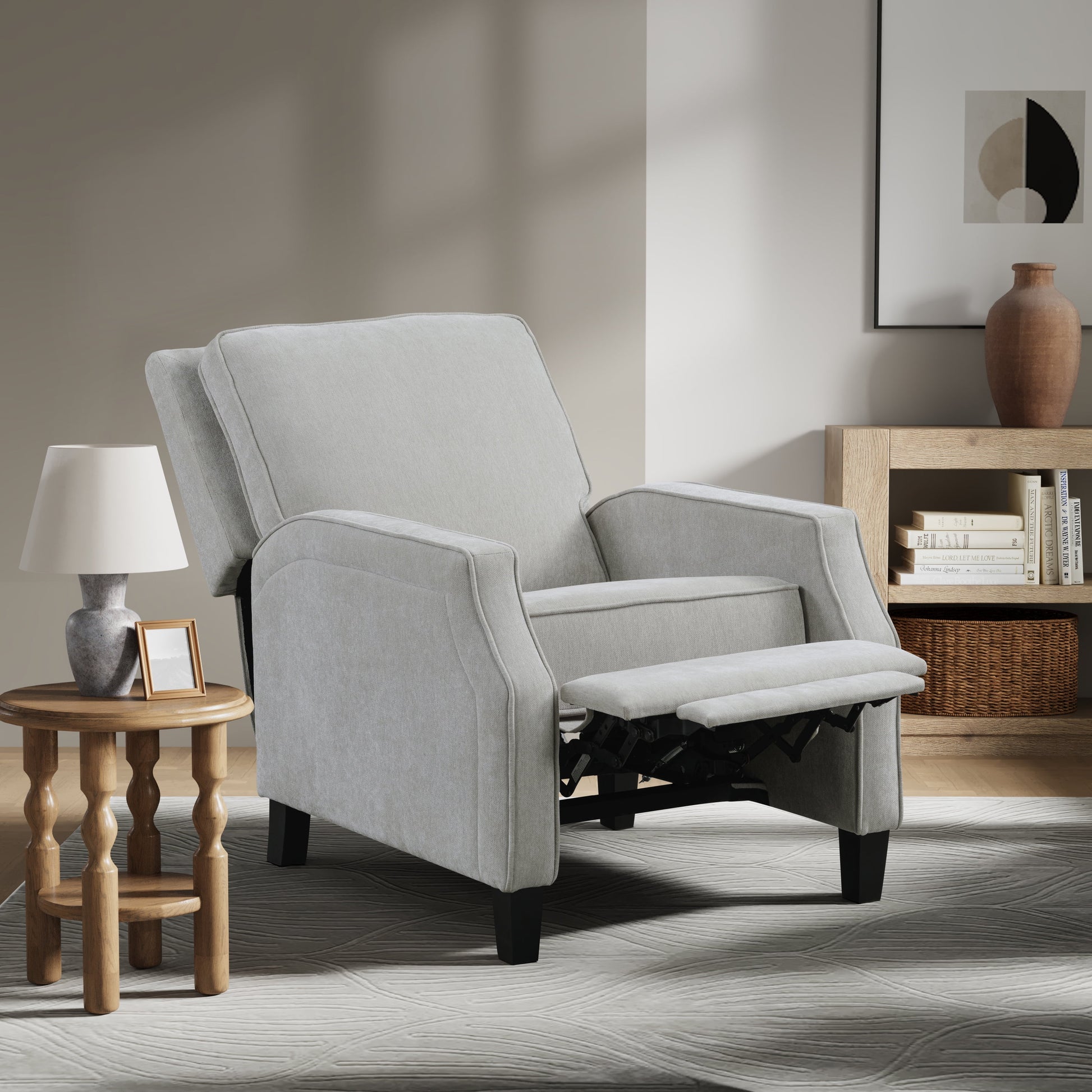 Relax-A-Lounger Sorrento Modern Push Back Recliner, Light Gray Woven Fabric
