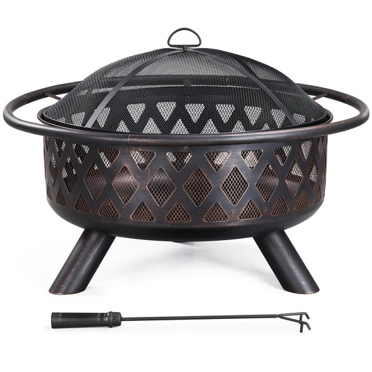 Renwick 36" Round Metal Finish Iron Fire Pit